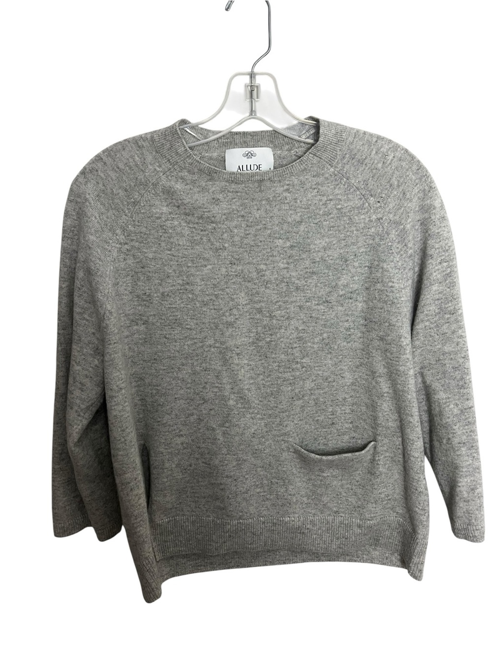 Allude 100% Cashmere Gray Sweater S Raglan Sleeve Pocket Quiet Luxury Minimalist